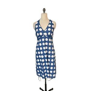 Boden WH075 Blue White Polka dot Halter Dress  US 8 10